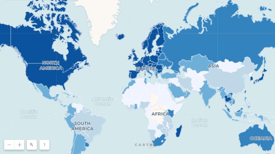 Die interaktive Karte der World Broadband Speed League zeigt die durchschnittliche Internetgeschwindigkeit von 200 Staaten im weltweiten Vergleich.