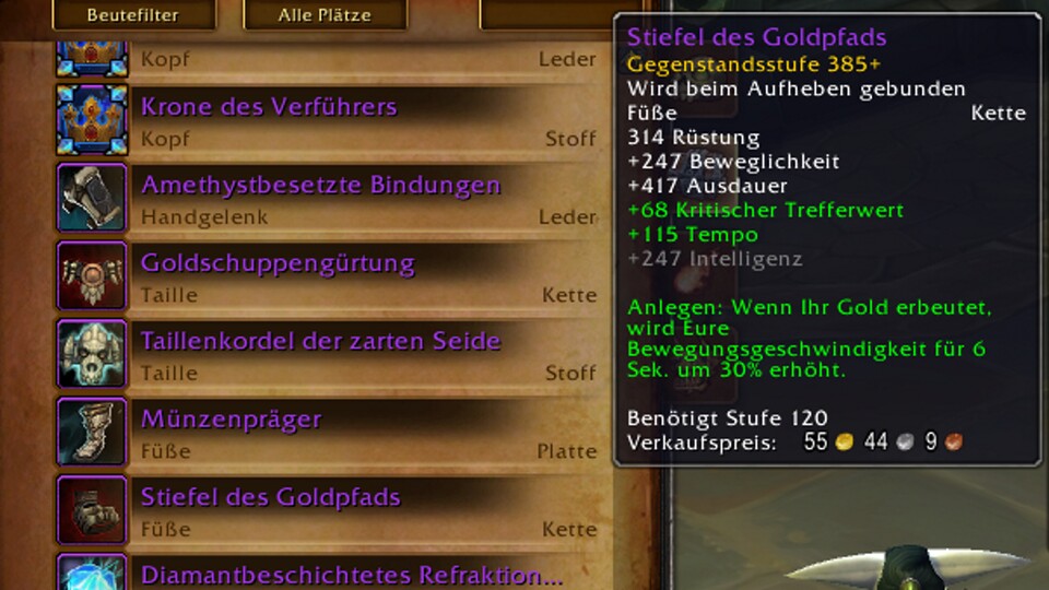 Das Item gibt es mit mindestens Itemlevel 385, es kann aber auch titanengeschmiedet mehr erreichen.