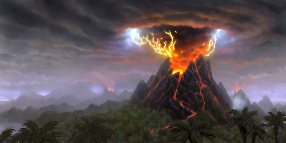 Die Rückkehr des Weltenzerstörers löst Vulkanausbrüche, Erdbeben und Überflutungen aus. (Artwork)