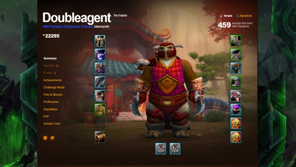 Der Spieler »Doubleagent« will seinen Pandaren in World of WarCraft: Legion auf Level 110 bringen - nur mit Kräuterkunde.