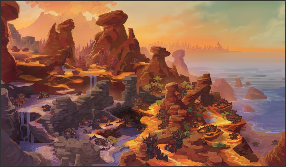 Ein erstes Artwork zeigt, wie die Housing Region der Horde aussehen könnte.