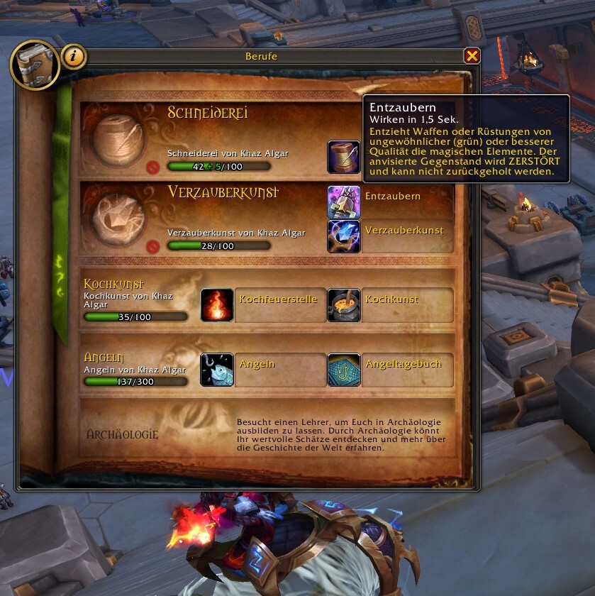 Der Tooltip weist noch freundlich daraufhin, dass ein Item nach Entzauberung unwiederbringlich ZERSTÖRT ist.