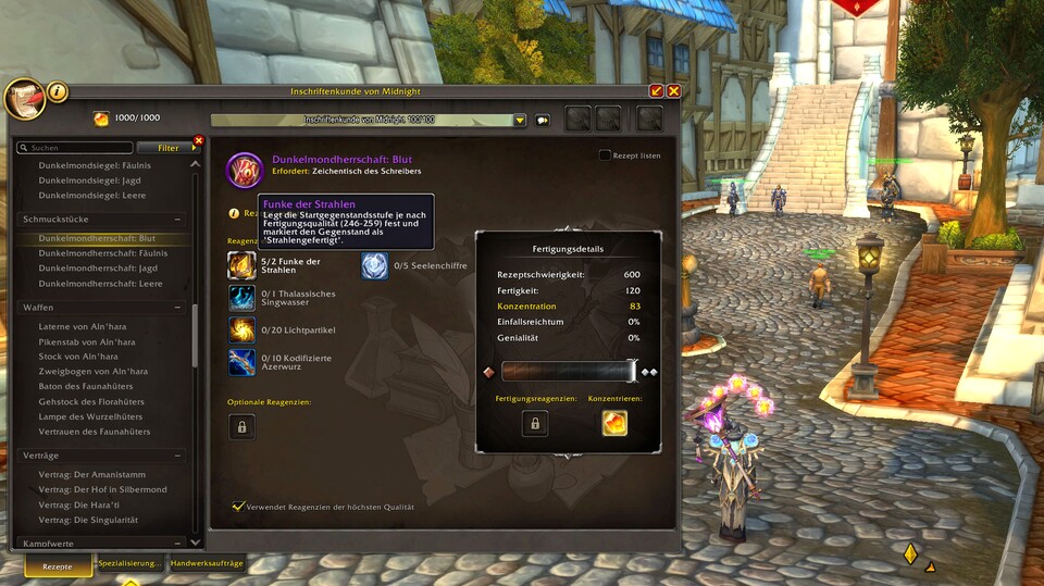 Funken-Grinden ist nun Geschichte – das mächtige Dunkelmond-Schmuckstück können wir uns bereits nach zwei Wochen garantiert herstellen.