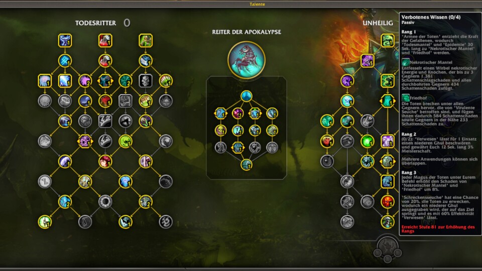 Die neuen Spitzentalente findet ihr in WoW unten rechts, direkt unterhalb des Spezialisierungstalentebaumes.