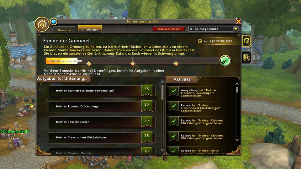 Die Unterfangen-Übersicht erinnert stark an den Handelsposten.