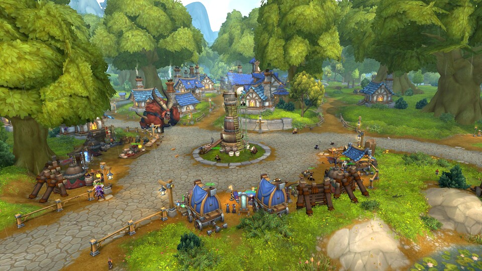 Wandelbar: Je nach aktivem Unterfangen verändert sich das Gesicht eures Dorfplatzes.