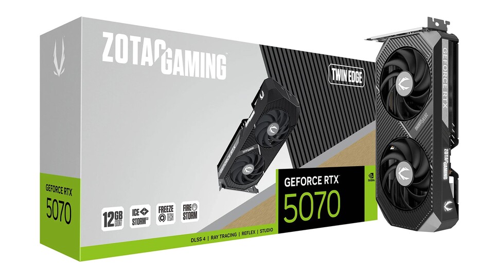 Die RTX 5070 ist die einzige Grafikkarte auf dieser Liste, die nur 12 GB statt 16 GB Grafikspeicher mitbringt.