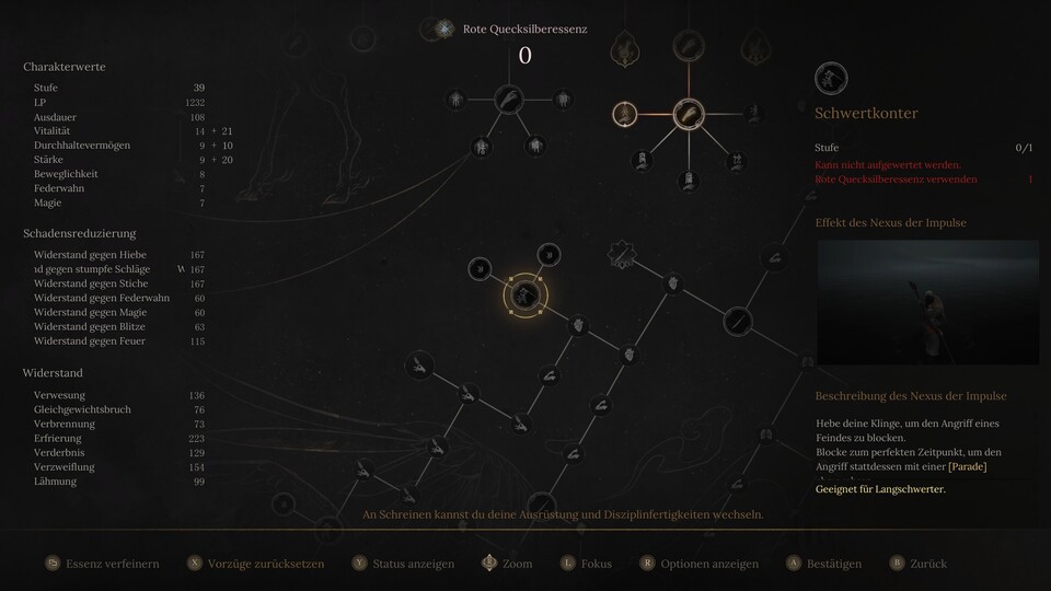 Nicht sehr tief im Talentbaum für Langschwerter findet ihr den besten Skill für den Start in die Welt von Wuchang: den Schwertkonter.