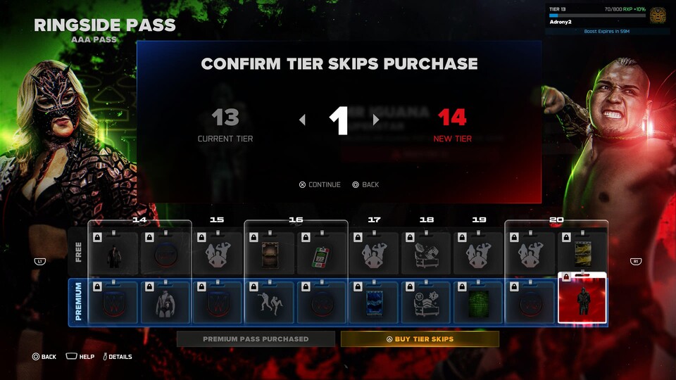 Jeder Pass hat insgesamt 40 Tiers, wobei alle neuen DLC-Charakter schon ab Stufe 20 freigespielt sind. Das dauert trotzdem unglaublich lange.