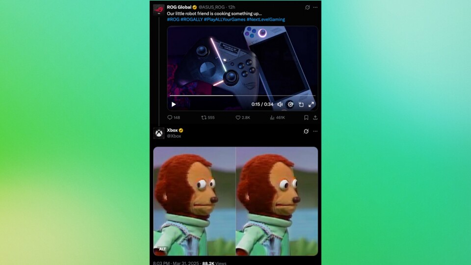 So hat Xbox auf den neuen Teaser reagiert. Übrigens wurde der erste Asus ROG Ally auch am 1. April vorgestellt. Damals hielten viele den Handheld für einen Aprilscherz. (Bildquelle: X Twitter)