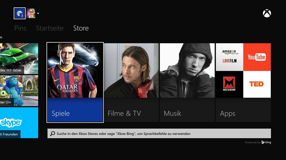 Microsoft bewirbt die Xbox One als »All-in-One Entertainment-System«, neben Spielen und Kinect sollen auch Bereiche wie Filme, TV und Musik damit abgedeckt werden.