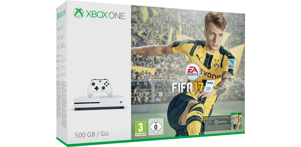 Xbox One S 500 GB mit FIFA 17 für 199 Euro.