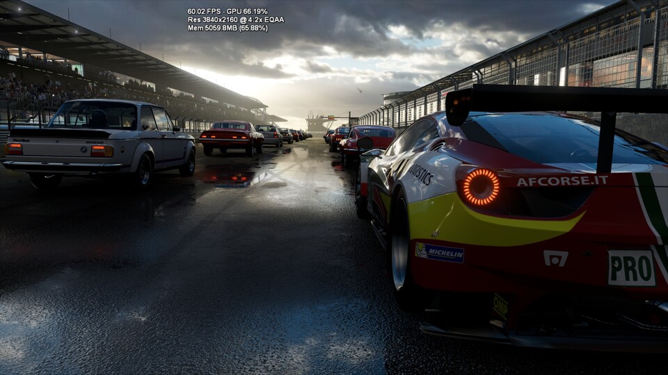 Microsoft hat den Kollegen von Eurogamer eine ForzaTech-Demo auf Project Scorpio gezeigt. Sie lief in nativer 4K-Auflösung mit 60 fps bei einer GPU-Auslastung von nur 60 bis 70 Prozent. Bildquelle: Eurogamer.net