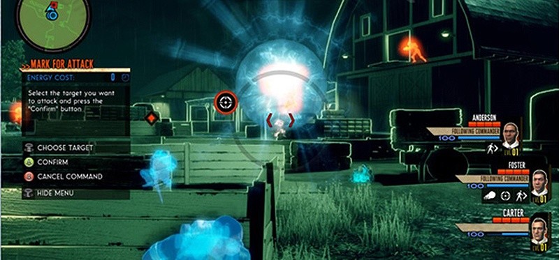 Den Agenten (links im Bild) kann der Spieler Befehle geben oder selbst auf Feinde feuer.