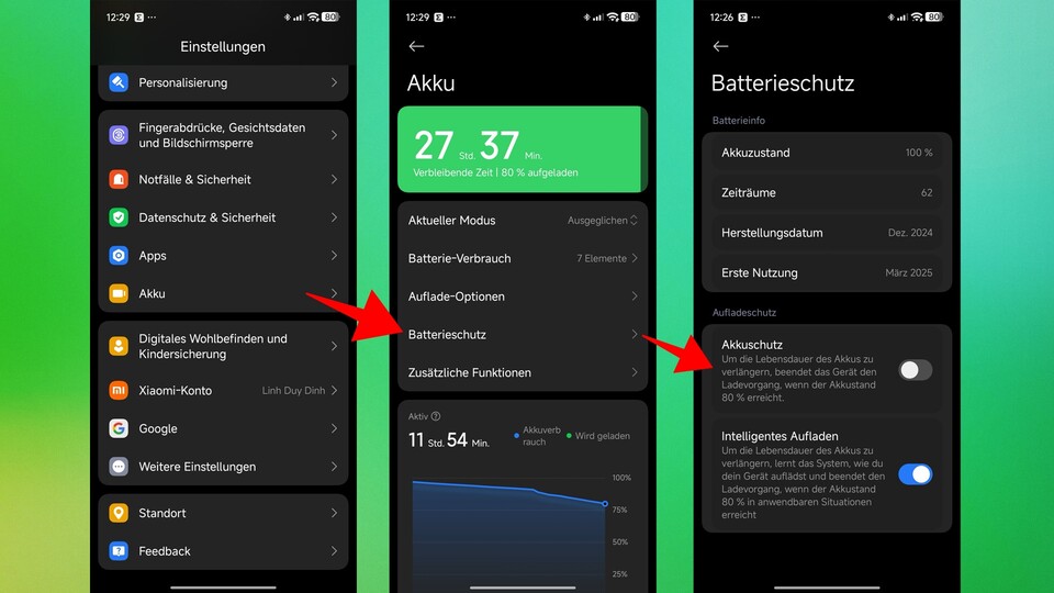 So aktiviert ihr den Akkuschutz bei HyperOS-Geräten.