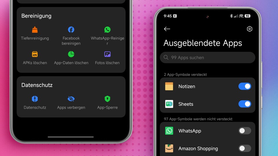 Sensible Apps lassen sich über die Sicherheit-App ausblenden. (Bildquelle: Duy Linh DinhGameStar Tech)