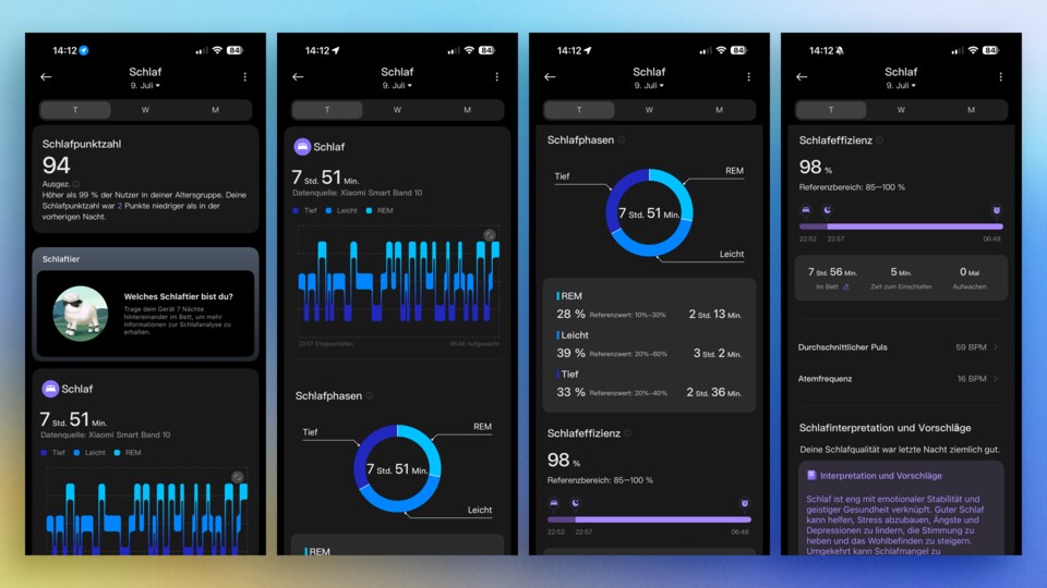 In der App finden sich zum Schlaftracking einige Informationen.