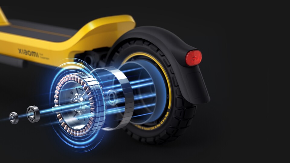 Der Hinterrad-Nabenmotor produziert beim Anfahren genug Drehmoment, um euch in 2,4 Sekunden auf Top-Speed zu beschleunigen.