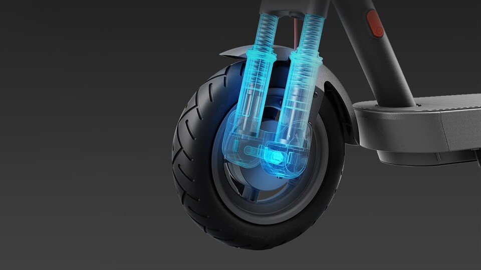 Die doppelten Stoßdämpfer mindern Erschütterungen durch Bordsteine und Schlaglöcher spürbar.