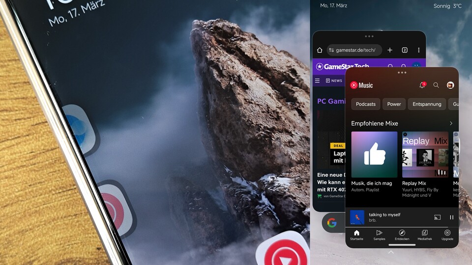 So sehen die minimierten Apps am Bildschirmrand aus.