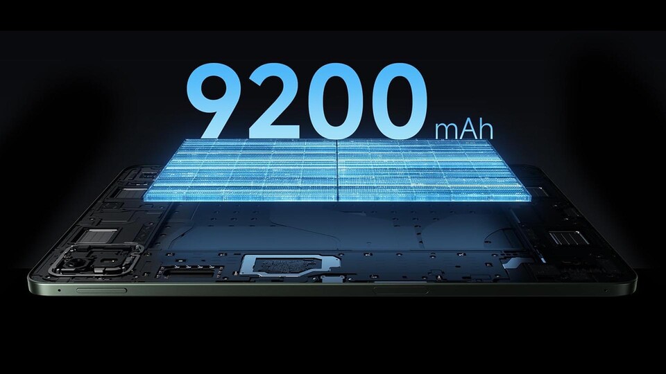 Ultraschlankes Design: Das Xiaomi Pad 8 misst trotz großem 9.200 mAh Akku nur 5,75 mm Dicke.