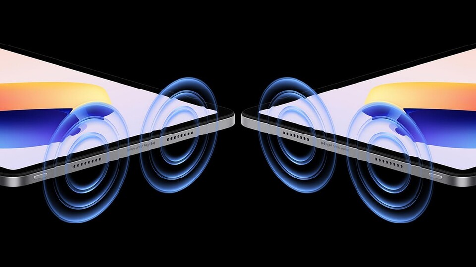 Vier Lautsprecher mit Dolby Atmos sorgen für kräftigen, klaren Sound – perfekt für Filme, Musik und Games.