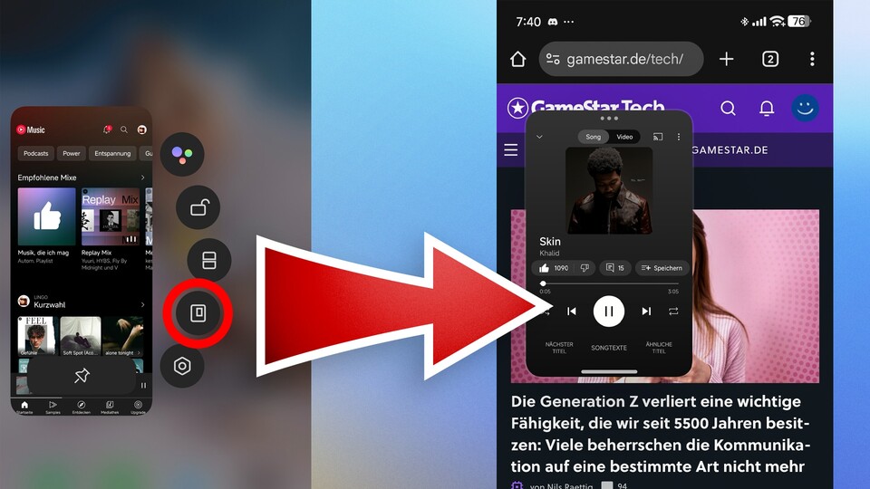 Die schwebenden Fenster sind skalierbar, verschieben oder minimieren.