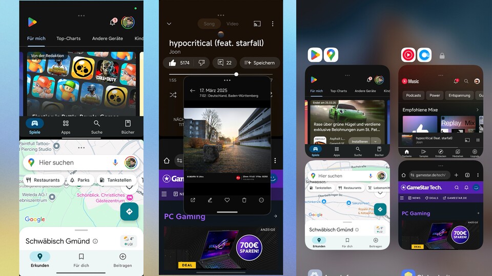 Ihr könnt zwischen mehreren Splitscreen-Ansichten hin- und herwechseln.