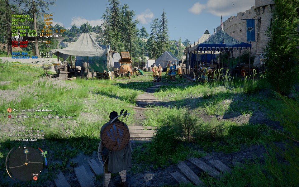 Mit Ray Reconstruction verliert ihr zwar einiges an Performance, bekommt dafür aber brillante Lichtberechnung, die auf den farbintensiven XMG-Displays optimal in Szene gesetzt wird.