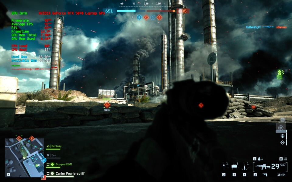 Selbst im größten Chaos bleibt Battlefield 6 auf dem XMG-Notebook flüssig spielbar.