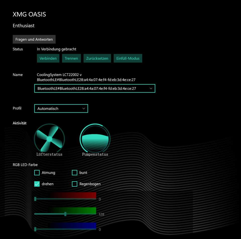 Ein Blick auf die Einstellungsmöglichkeiten im XMG-Control-Center.