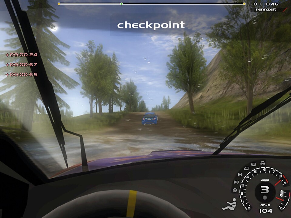 Die Cockpitperspektive vermittelt naturgemäß das beste Geschwindigkeitsgefühl. Neu im Rally-Genre: mitfahrende Ghosts.