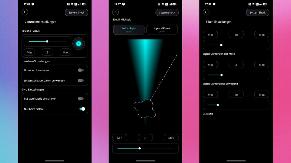 Bei der Übersetzung hapert es teils noch etwas, grundsätzlich bietet die Xyras-App aber alle wichtigen Einstellungen in kompakter Form.