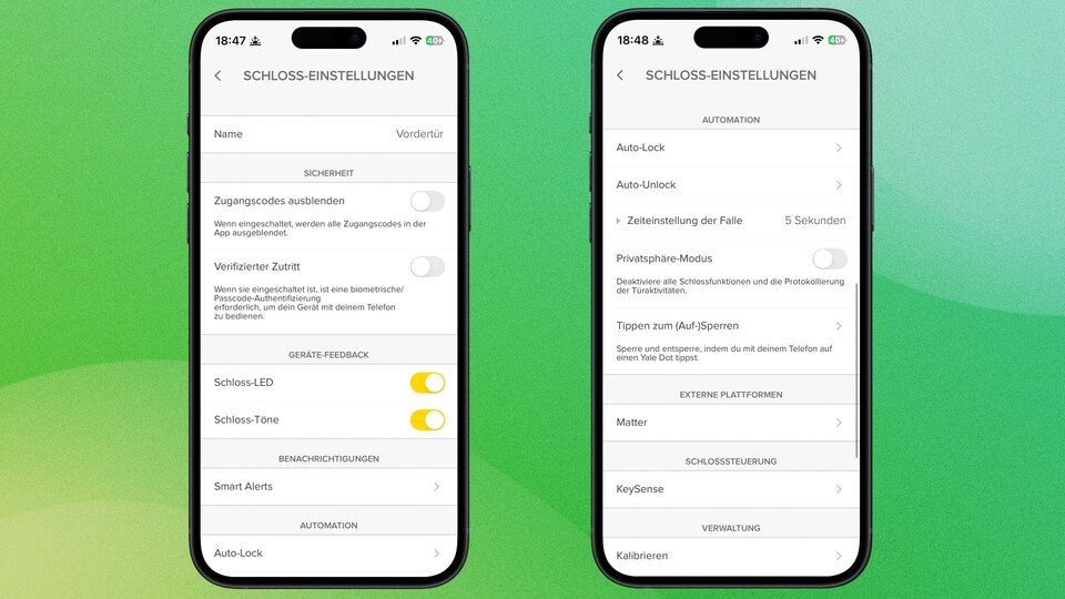 Die Einstellungsmöglichkeiten der App im Überblick.