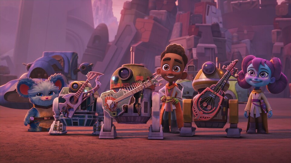 In Staffel 3 von Young Jedi Adventures werden die Jedi-Schüler von einer Gruppe Droiden begleitet.