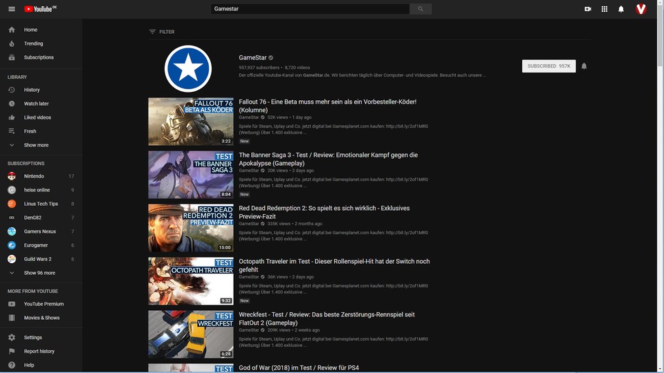YouTube verfügt bereits über einen Augen und Akku schonenden Dark Mode.