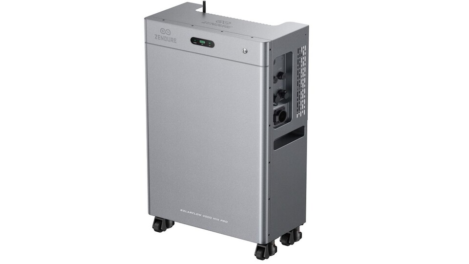 Der Vollausbau Zendure SolarFlow 4000 Mix Pro bietet viel erweiterbare Speicherkapazität und Anschlüsse für ganze Dachsolaranlagen.