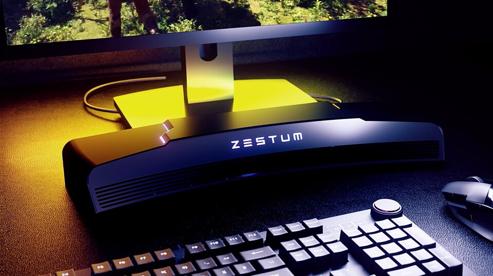 Hier seht ihr die Zestum Scentbar im Einsatz. Sie nimmt nicht viel Platz auf dem Schreibtisch ein.