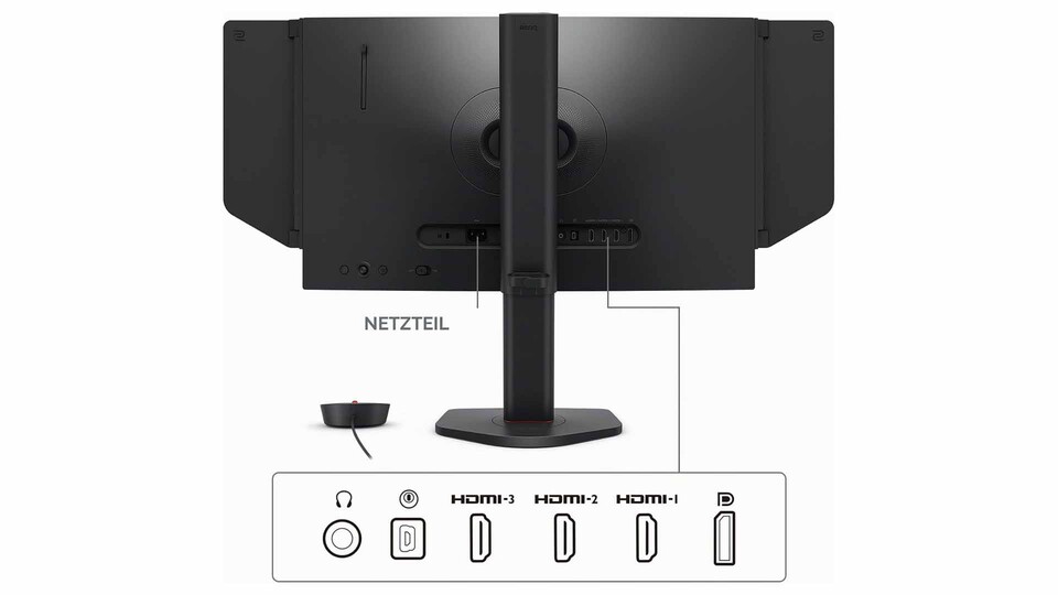 Auch bei den Anschlüssen lässt der ZOWIE XQ2566X mit dreimal HDMI 2.1 und DisplayPort 1.4 absolut keine Wünsche offen.