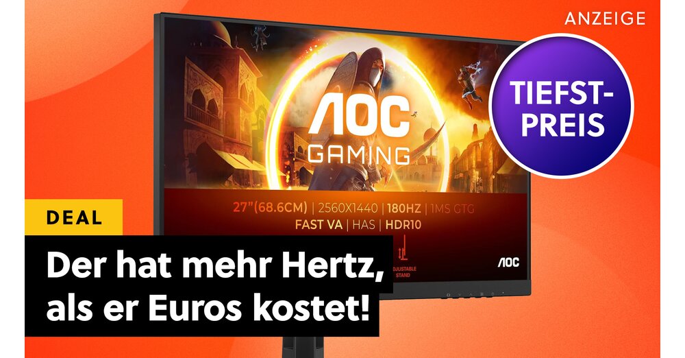 Plus Hertz que Euros: WQHD Gaming Monitor avec plus de 144 Hz maintenant dans l'offre Amazon 