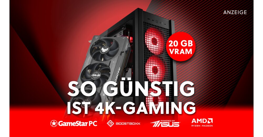 4K-Gaming geht auch günstig! Dieser GameStar PC mit Ryzen™ 7 7800XD und ...