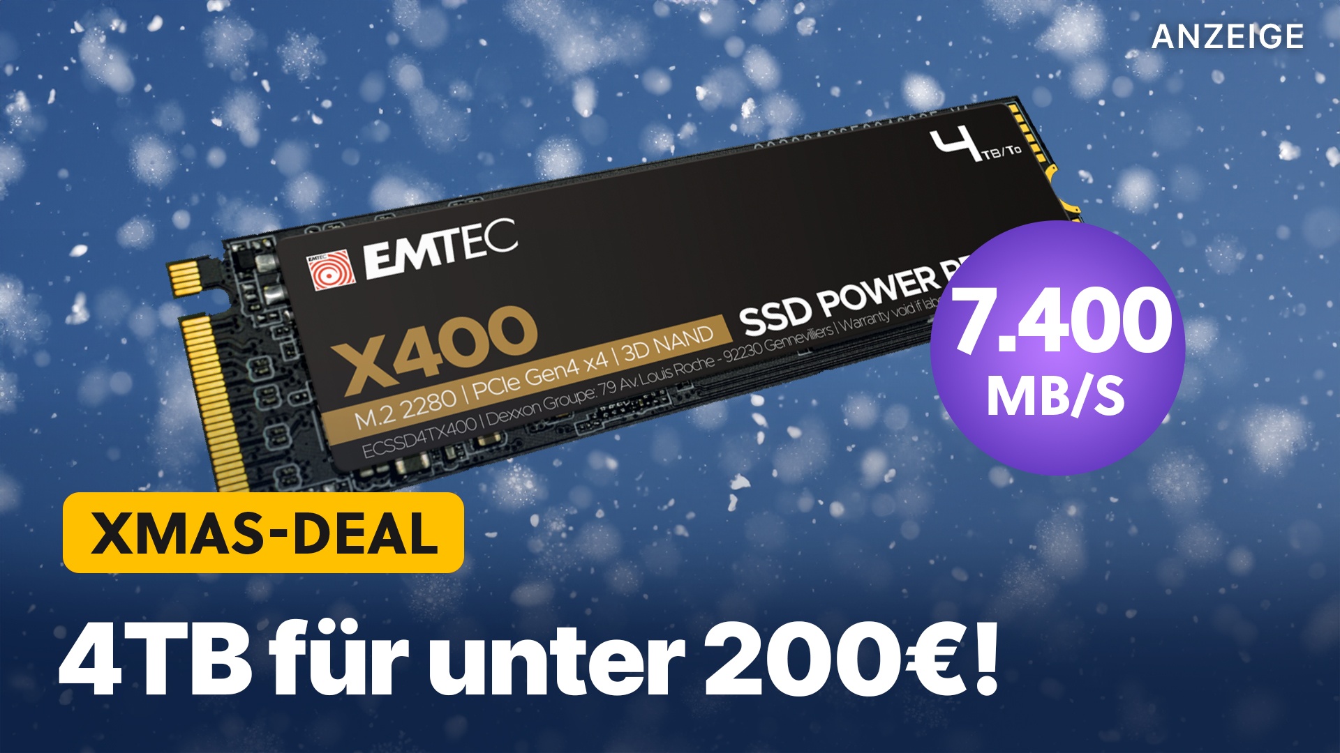 Emtec X400 Power Pro SSD 4 To M.2 PCIe 4.0 3D NAND NVMe