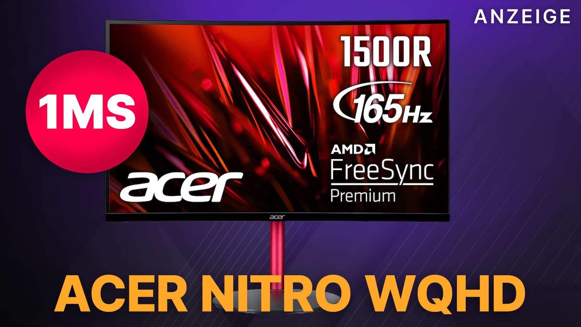27 Zoll curved Gaming Monitor mit über 144Hz & 1ms Acer Nitro mit WQHD jetzt zum Bestpreis im