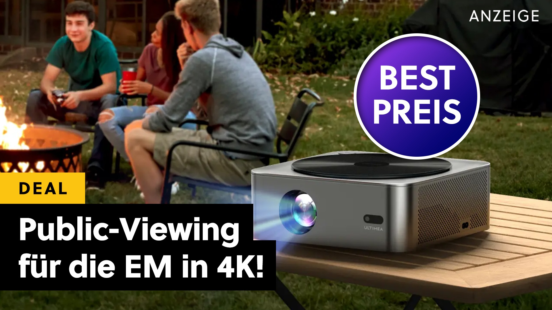 Mit dem Beamer die EM im Garten schauen: Dieser 4K-Beamer eignet sich für draußen - und ist echt günstig!