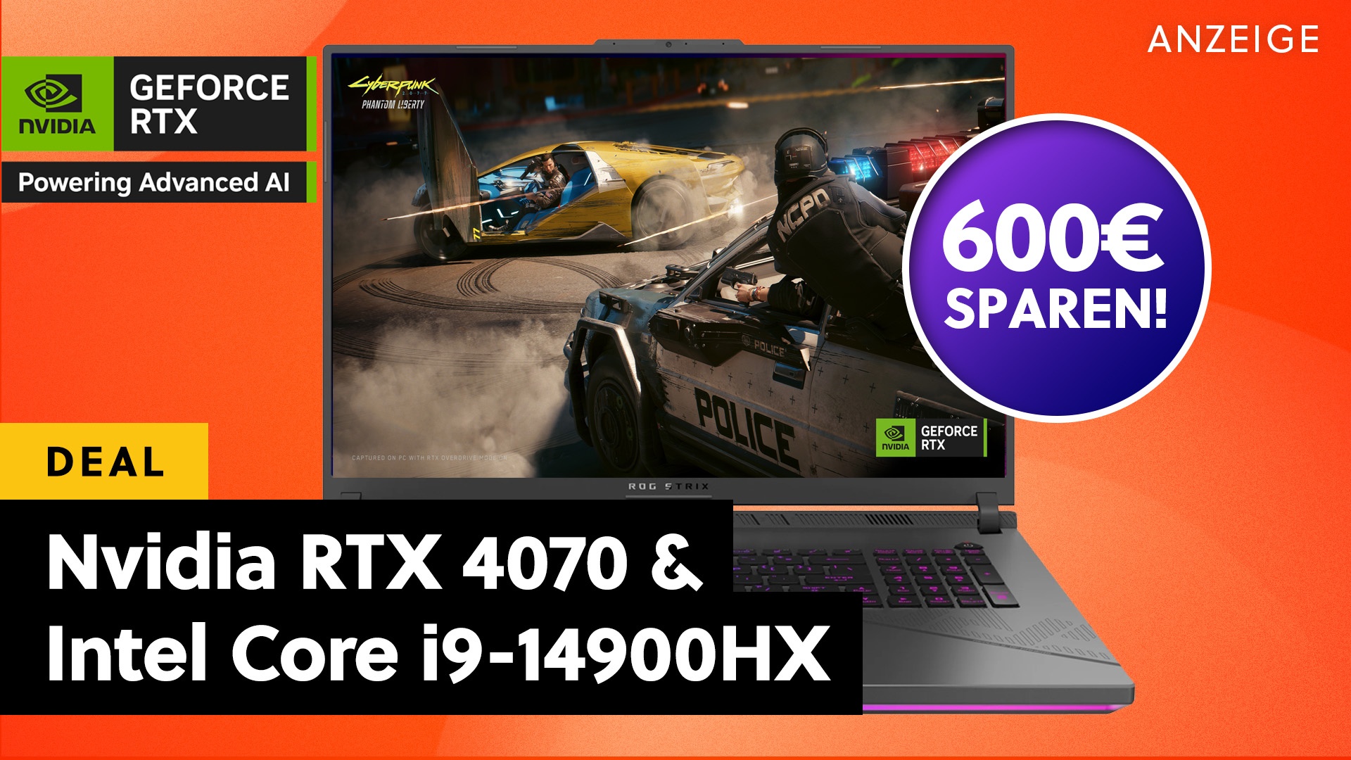 Intel Core i9, RTX 4070 und krasse 600€ Rabatt: Dieser Laptop von ASUS ist ein brachiales Gaming-Powerhouse - und jetzt irre günstig!