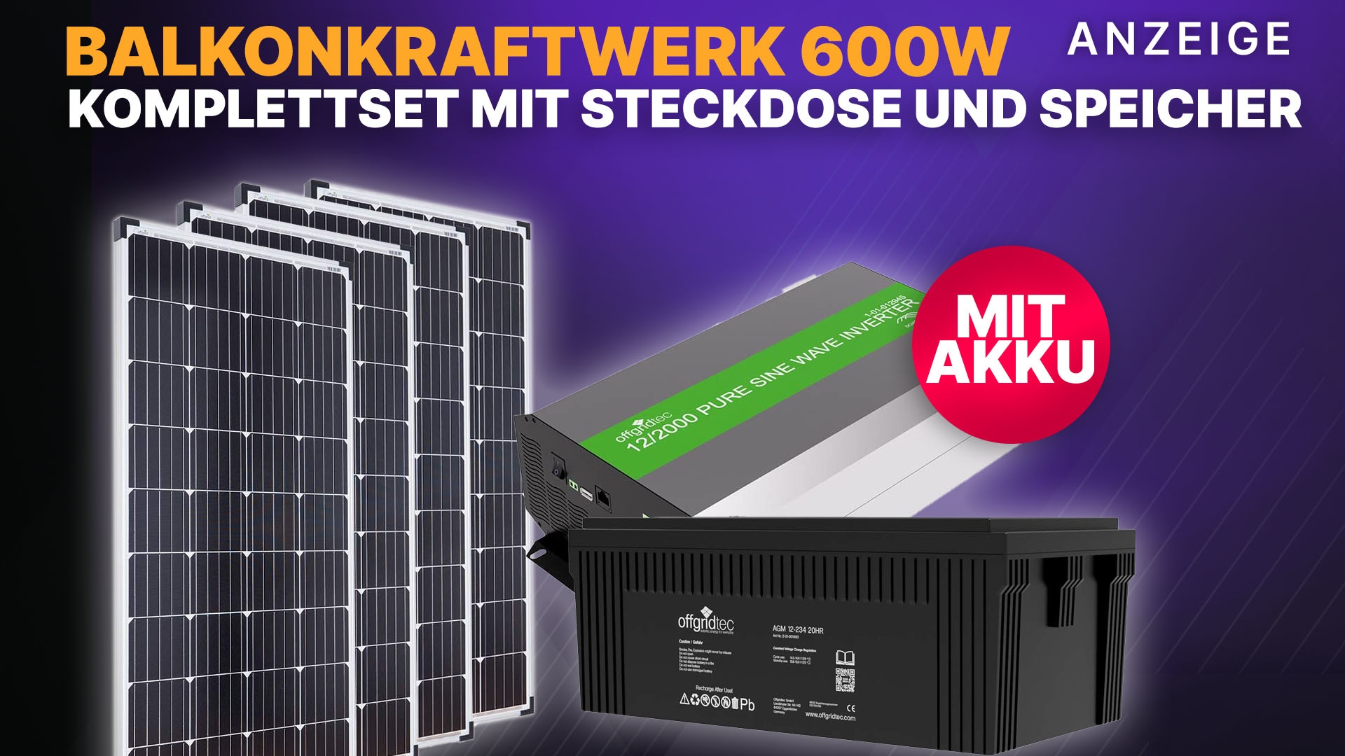 Autark mit Solarenergie: Balkonkraftwerk 600W Komplettset mit Speicher &  Steckdose bei  kaufen