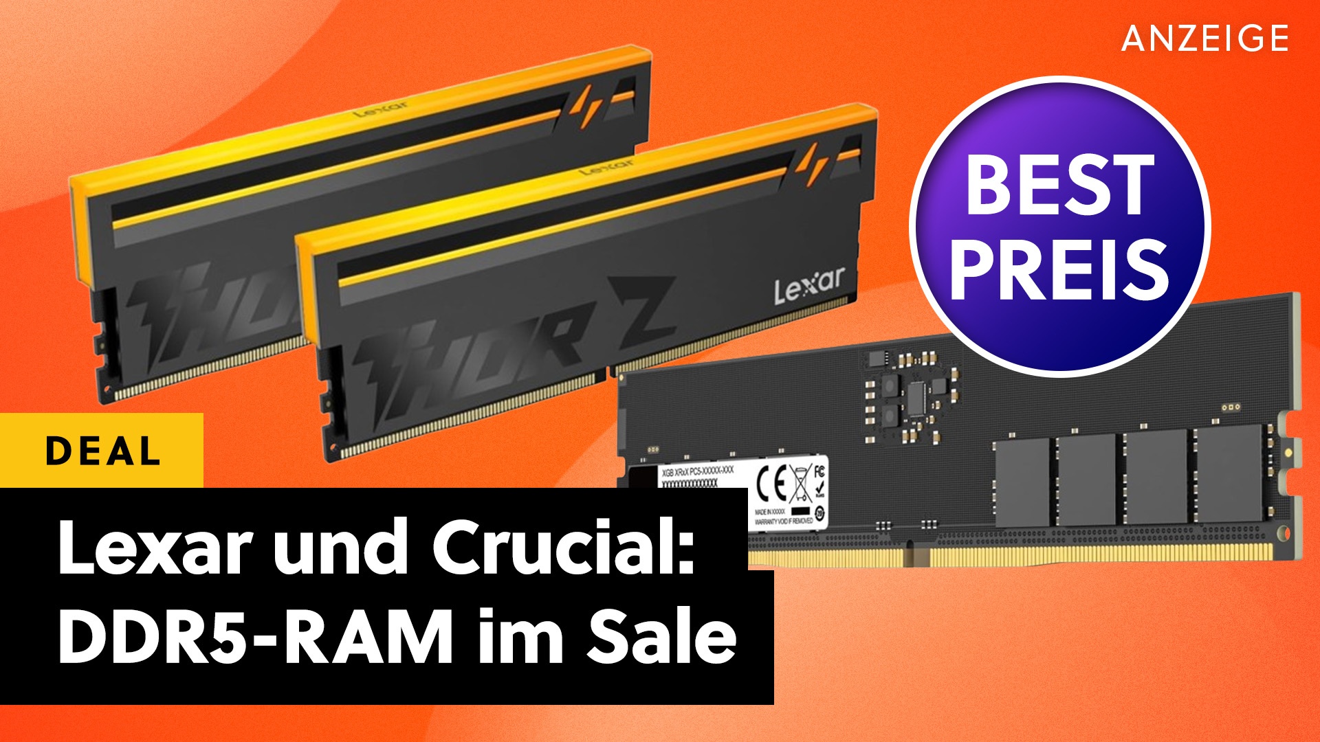 Deals: Frühlingsangebote - DDR5-Arbeitsspeicher von Lexar und Crucial bei Amazon reduziert [Anzeige]