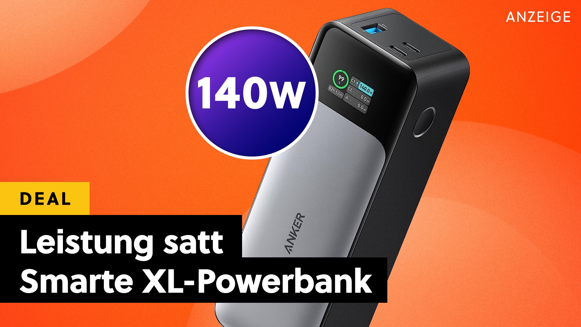 Satte 24.000mAh, 140 Watt & über 7.000 Top-Bewertungen: XL-Powerbank von Anker im Amazon-Angebot jetzt viel günstiger!