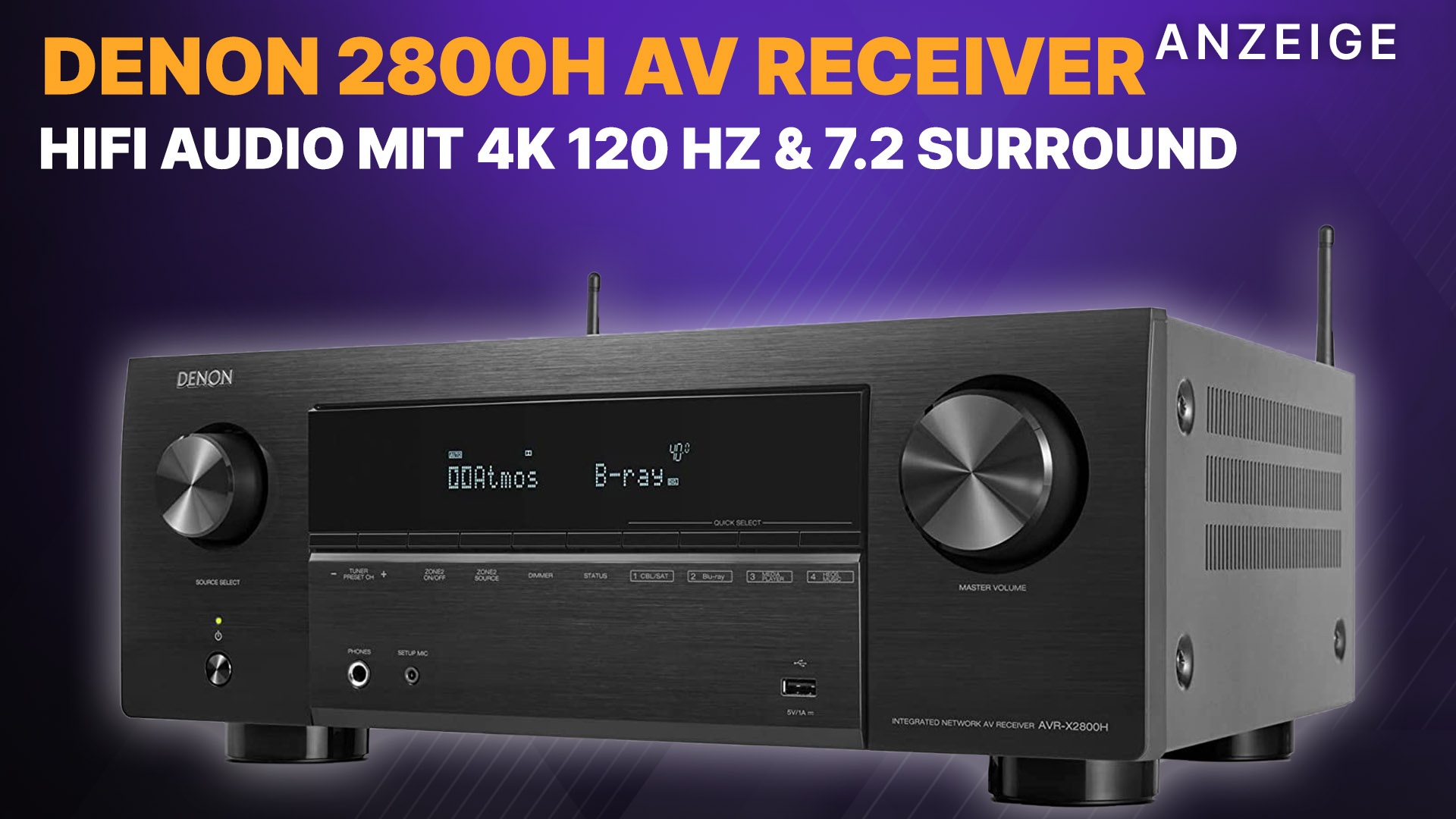 Denon 2800H AVR 4K, 120Hz, 7.2 Kanal Verstärker, HiFi Surround Sound