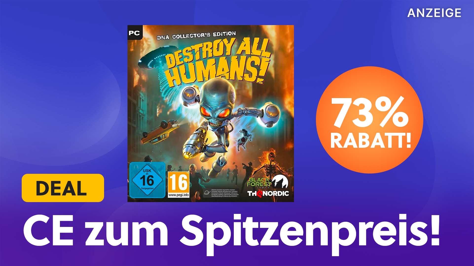 Jetzt die Collector's Edition zu Destroy All Humans im Angebot mit 70% Rabatt sichern!